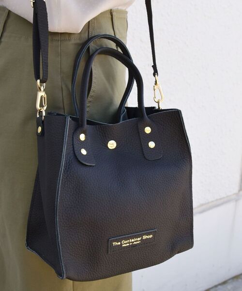 The Container Shop（ザ コンテナショップ）の「The Container Shop: スクエア 2WAY レザー ショルダー バッグ M（ショルダーバッグ・レディース・ブラック/ベージュ・ONE SIZE）」の3枚目の写真