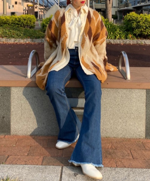 WEGO（ウィゴー）の「WEGO/ハイウエストストレッチフレアパンツ（デニムパンツ・レディース・ブラック/インディゴブルー/ライトインディゴブルー/ダークインディゴブルー・SMALL/MEDIUM）」の6枚目の写真