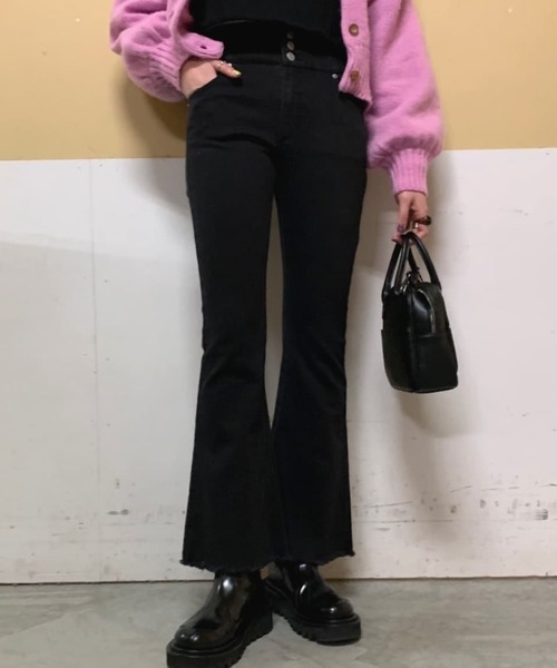 WEGO（ウィゴー）の「WEGO/ハイウエストストレッチフレアパンツ（デニムパンツ・レディース・ブラック/インディゴブルー/ライトインディゴブルー/ダークインディゴブルー・SMALL/MEDIUM）」の8枚目の写真