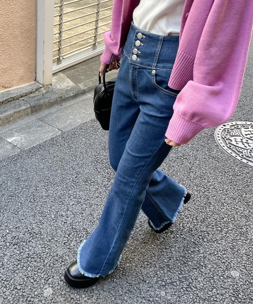 WEGO（ウィゴー）の「WEGO/ハイウエストストレッチフレアパンツ