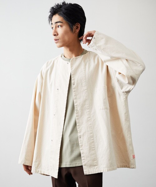 HINSON(ヒンソン)の「HINSON/ヒンソン ドットボタン スリーピングシャツ(シャツ/ブラウス・メンズ・ブラック/その他13/ホワイト/ナチュラル・MEDIUM/LARGE)」の1枚目の写真