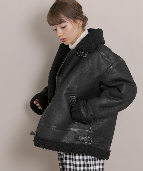 URBAN RESEARCH Sonny Label（アーバンリサーチサニーレーベル）の「ALPHA INDUSTRIES　W FAKE MOUTON RIDERS JACKET（ムートンコート・レディース・ブラック/アイボリー・MEDIUM）」の21枚目の写真