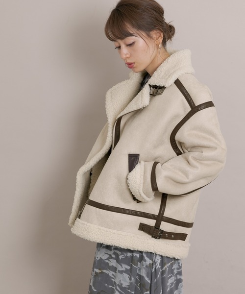 URBAN RESEARCH Sonny Label（アーバンリサーチサニーレーベル）の「ALPHA INDUSTRIES　W FAKE MOUTON RIDERS JACKET（ムートンコート・レディース・ブラック/アイボリー・MEDIUM）」の19枚目の写真