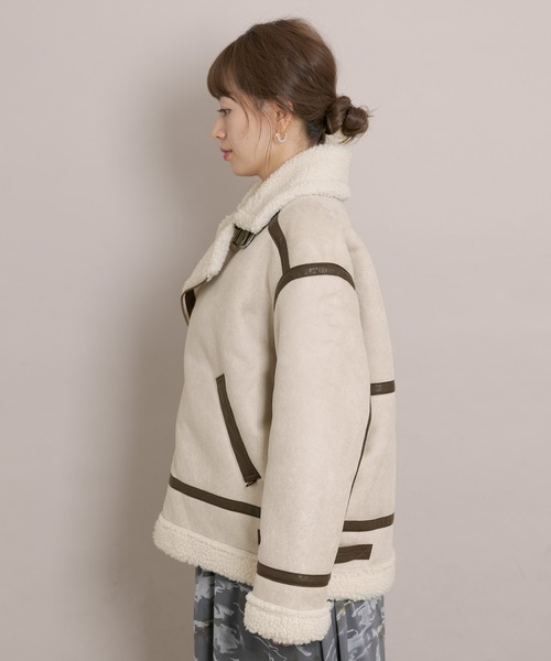 URBAN RESEARCH Sonny Label（アーバンリサーチサニーレーベル）の「ALPHA INDUSTRIES　W FAKE MOUTON RIDERS JACKET（ムートンコート・レディース・ブラック/アイボリー・MEDIUM）」の15枚目の写真