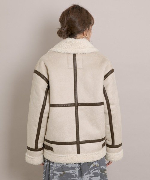 URBAN RESEARCH Sonny Label（アーバンリサーチサニーレーベル）の「ALPHA INDUSTRIES　W FAKE MOUTON RIDERS JACKET（ムートンコート・レディース・ブラック/アイボリー・MEDIUM）」の12枚目の写真