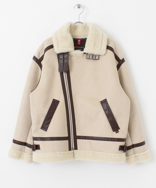 URBAN RESEARCH Sonny Label（アーバンリサーチサニーレーベル）の「ALPHA INDUSTRIES　W FAKE MOUTON RIDERS JACKET（ムートンコート・レディース・ブラック/アイボリー・MEDIUM）」の6枚目の写真