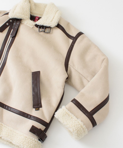 URBAN RESEARCH Sonny Label（アーバンリサーチサニーレーベル）の「ALPHA INDUSTRIES　W FAKE MOUTON RIDERS JACKET（ムートンコート・レディース・ブラック/アイボリー・MEDIUM）」の18枚目の写真