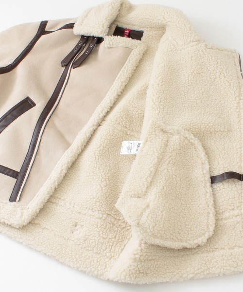 URBAN RESEARCH Sonny Label（アーバンリサーチサニーレーベル）の「ALPHA INDUSTRIES　W FAKE MOUTON RIDERS JACKET（ムートンコート・レディース・ブラック/アイボリー・MEDIUM）」の16枚目の写真