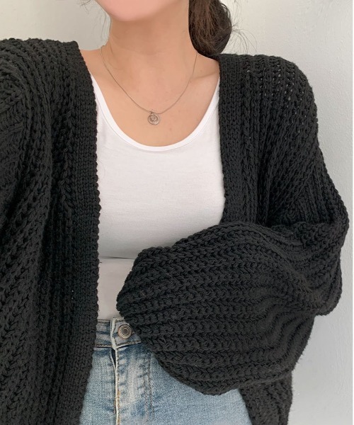 BEIDELLI（ベイデリー）の「[BELLIDE MADE] オーバーサイズローゲージカーディガン（カーディガン/ボレロ・レディース・ブラック/ライトグレー/ダークグレー/ベージュ/オートミール・FREE）」の19枚目の写真