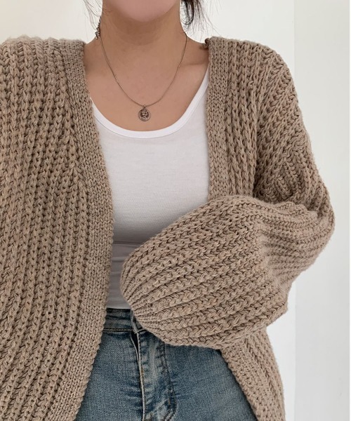 BEIDELLI（ベイデリー）の「[BELLIDE MADE] オーバーサイズローゲージカーディガン（カーディガン/ボレロ・レディース・ブラック/ライトグレー/ダークグレー/ベージュ/オートミール・FREE）」の15枚目の写真