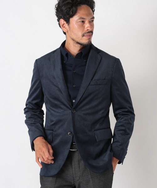 MEN'S BIGI(メンズビギ)の「コーデュロイ調シャドーヘリンボーンジャケット(テーラードジャケット・メンズ・ネイビー/ボルドー・01/03/02/04)」の2枚目の写真