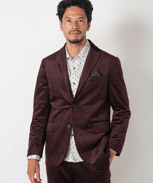 MEN'S BIGI(メンズビギ)の「コーデュロイ調シャドーヘリンボーンジャケット(テーラードジャケット・メンズ・ネイビー/ボルドー・01/03/02/04)」の1枚目の写真