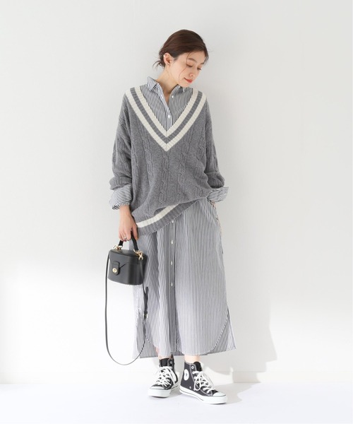 SLOBE IENA（スローブイエナ）の「タイプライターシャツワンピース【洗濯機使用可能】◆（シャツワンピース・レディース・ホワイト/ブラウン/ブラック系その他・FREE）」の5枚目の写真