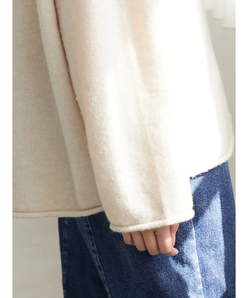 Green Parks(グリーンパークス)の「ウールライクショート丈ハイネックプルオーバー*(ニット/セーター・レディース・ライラック/ブラック/ライトベージュ/ブルーグリーン・FREE)」の15枚目の写真