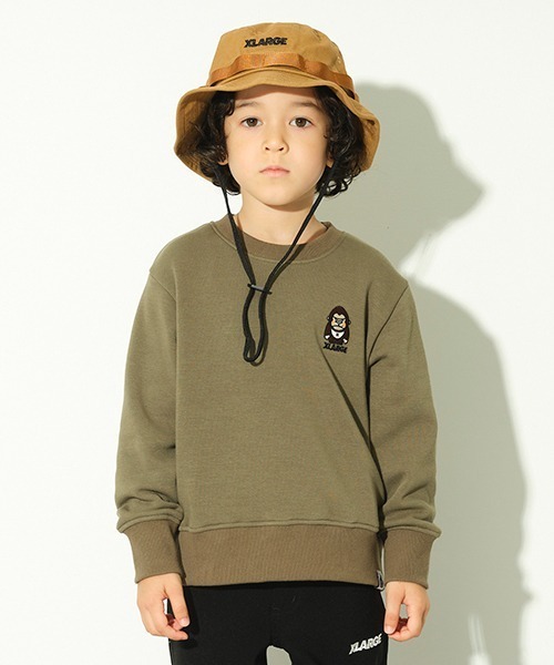 XLARGE KIDS（エクストララージキッズ）の「ファニーゴリラ裏シャギートレーナー（スウェット・キッズ・ブラック/ベージュ/カーキ・80ｃｍ/90cm/110cm/100cm/120cm/130cm/140cm）」の3枚目の写真