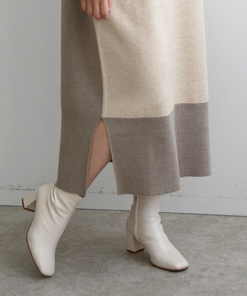 LHELBIE（レルビエ）の「バイカラーニットワンピース（ワンピース・レディース・ベージュ/グリーン/ダークグレー・M）」の19枚目の写真