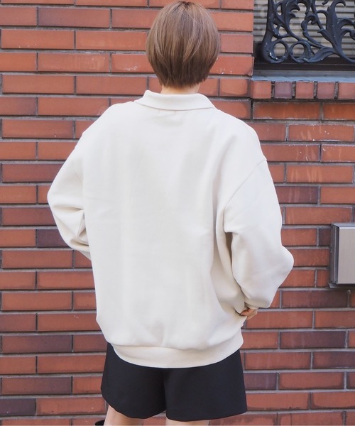 tiptop（ティップトップ）の「裏起毛ハーフジップスウェット（スウェット・レディース・アイボリー/ブラック/ダークグリーン/エンジ/グレー・FREE）」の16枚目の写真