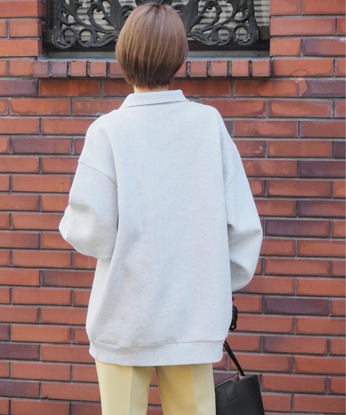 tiptop（ティップトップ）の「裏起毛ハーフジップスウェット（スウェット・レディース・アイボリー/ブラック/ダークグリーン/エンジ/グレー・FREE）」の8枚目の写真