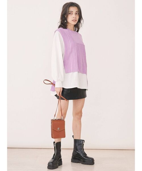 EVRIS（エヴリス）の「ステッチショルダーバッグ（ショルダーバッグ・レディース・グリーン/ブラック/パープル/ブラウン・FREE）」の12枚目の写真