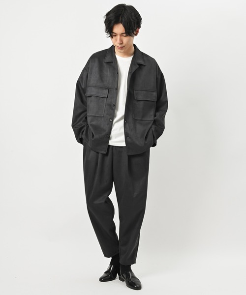 Bling Leads(ブリングリーズ)の「【Bk】フェイクスエード ワイドテーパードパンツ(その他パンツ・メンズ・ブラック/ブラウン/グレー/ブルー/スミクロ・MEDIUM/LARGE)」の6枚目の写真