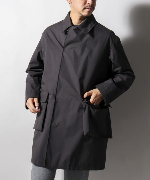 NOLLEY'S goodman（ノーリーズグッドマン）の「3WAYステンカラーコート(※英国老舗生地メーカーミラレーン社製撥水生地使用) ライナー付き（ステンカラーコート・メンズ・ダークブラウン/ネイビー/オリーブ/ブラック・SMALL/LARGE/MEDIUM）」の2枚目の写真