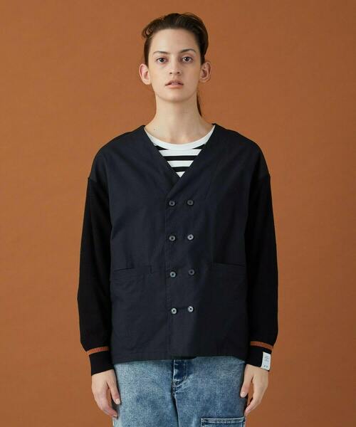 FRAPBOIS（フラボア）の「シャツジャケット（ノーカラージャケット・レディース・ブラック/カーキ・1/2）」の14枚目の写真