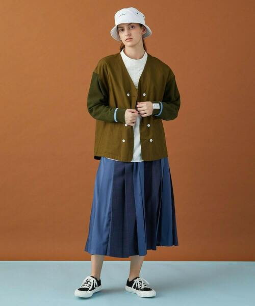 FRAPBOIS（フラボア）の「シャツジャケット（ノーカラージャケット・レディース・ブラック/カーキ・1/2）」の9枚目の写真