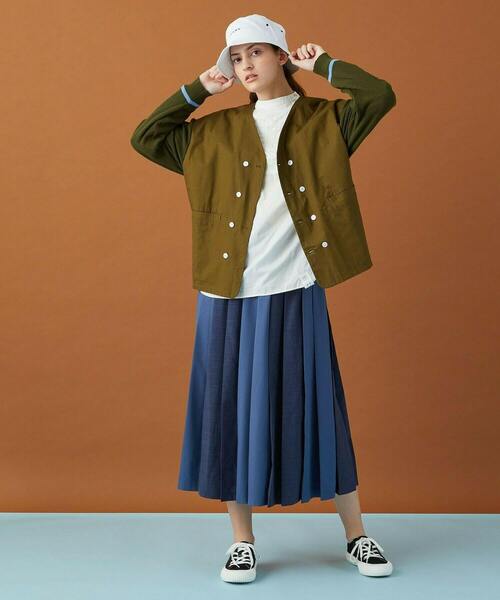 FRAPBOIS（フラボア）の「シャツジャケット（ノーカラージャケット・レディース・ブラック/カーキ・1/2）」の10枚目の写真
