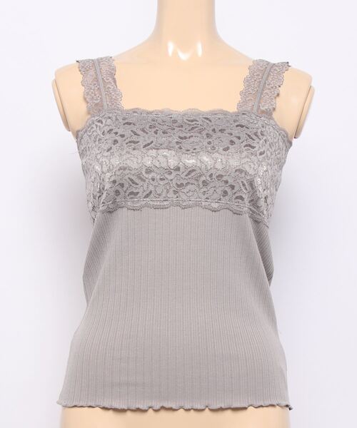 PROPORTION BODY DRESSING(プロポーションボディドレッシング)の「レーステレコキャミソール(Tシャツ/カットソー・レディース・グレー/ピンク/ホワイト・FREE)」の3枚目の写真