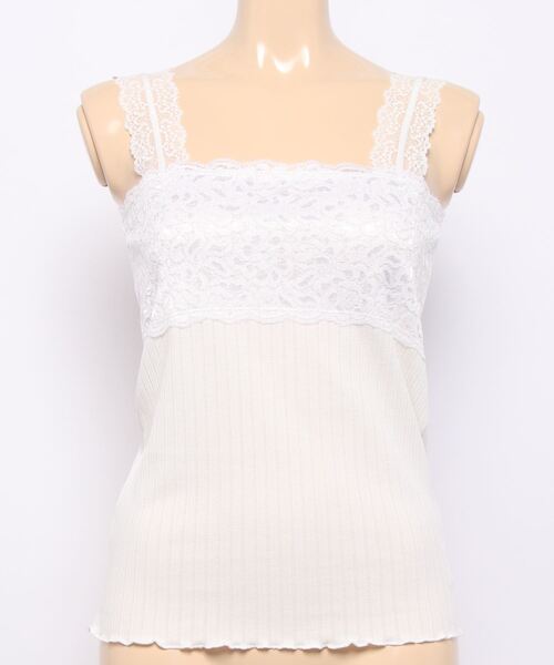 PROPORTION BODY DRESSING(プロポーションボディドレッシング)の「レーステレコキャミソール(Tシャツ/カットソー・レディース・グレー/ピンク/ホワイト・FREE)」の2枚目の写真