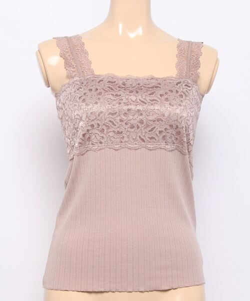 PROPORTION BODY DRESSING(プロポーションボディドレッシング)の「レーステレコキャミソール(Tシャツ/カットソー・レディース・グレー/ピンク/ホワイト・FREE)」の1枚目の写真