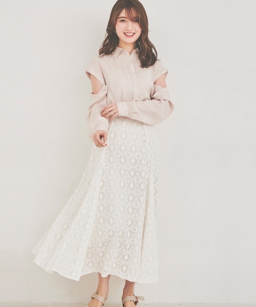 LAISSE PASSE（レッセパッセ）の「カットスリーブシャツブラウス（シャツ/ブラウス・レディース・ライトベージュ/ブルー系その他・MEDIUM）」の9枚目の写真