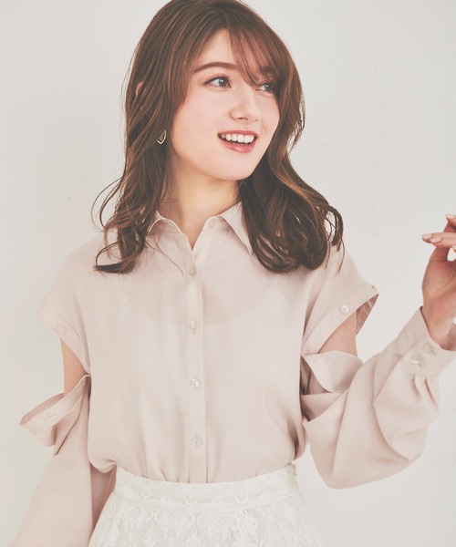 LAISSE PASSE（レッセパッセ）の「カットスリーブシャツブラウス（シャツ/ブラウス・レディース・ライトベージュ/ブルー系その他・MEDIUM）」の14枚目の写真