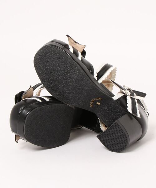 BODYLINE（ボディライン）の「ガーリーやゴスロリファッションにも使える スカラップレース風アンクル&クロスストラップのレディースロリータシューズ（パンプス・レディース・ブラック×ホワイト/レッド/サックスブルー/ブラック/ホワイト・S/M/L）」の17枚目の写真