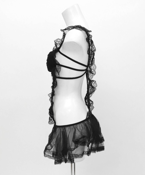 OSYAREVO（オシャレボ）の「コスプレ 総レース フリルメイド 3点セット レディース ホワイトデー 記念日（コスチューム/パーティーグッズ・レディース・ホワイト/ブラック・ONESIZE）」の17枚目の写真