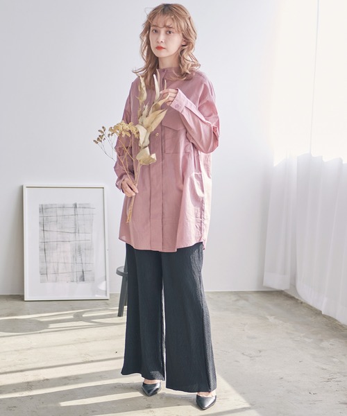 Dita（ディータ）の「《長さ自由自在!カット可能◎》プリーツセミフレアリラックスパンツ（その他パンツ・レディース・ブラック/ナチュラル/スモークピンク・M/L）」の6枚目の写真