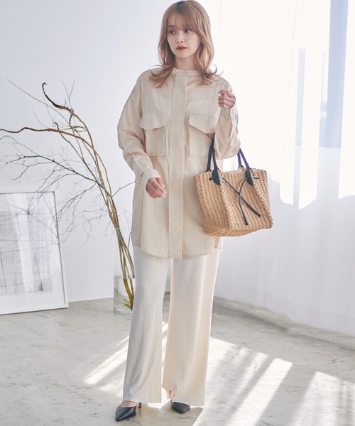 Dita（ディータ）の「《長さ自由自在!カット可能◎》プリーツセミフレアリラックスパンツ（その他パンツ・レディース・ブラック/ナチュラル/スモークピンク・M/L）」の12枚目の写真