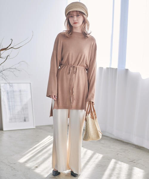 Dita（ディータ）の「《長さ自由自在!カット可能◎》プリーツセミフレアリラックスパンツ（その他パンツ・レディース・ブラック/ナチュラル/スモークピンク・M/L）」の13枚目の写真