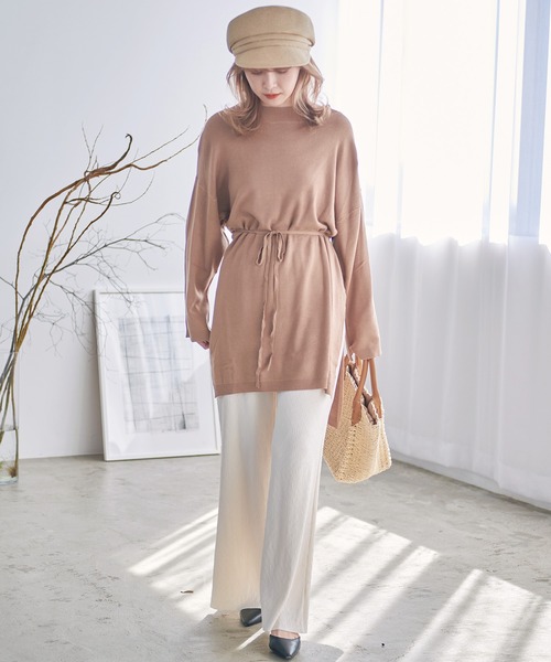 Dita（ディータ）の「《長さ自由自在!カット可能◎》プリーツセミフレアリラックスパンツ（その他パンツ・レディース・ブラック/ナチュラル/スモークピンク・M/L）」の14枚目の写真