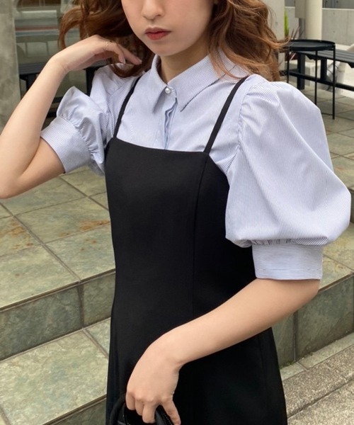 one after another NICE CLAUP（ワンアフターアナザーナイスクラップ）の「袖ボリュームパールボタンブラウス（シャツ/ブラウス・レディース・オフホワイト/ブラック/ベージュ/ストライプ・FREE）」の20枚目の写真