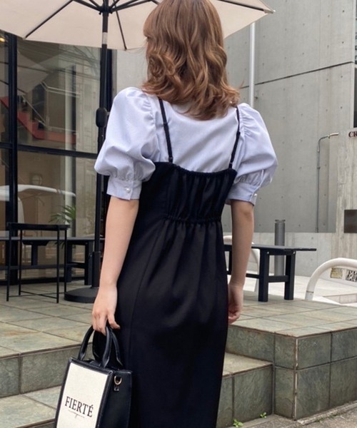 one after another NICE CLAUP（ワンアフターアナザーナイスクラップ）の「袖ボリュームパールボタンブラウス（シャツ/ブラウス・レディース・オフホワイト/ブラック/ベージュ/ストライプ・FREE）」の14枚目の写真