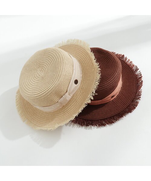 BREEZE（ブリーズ）の「/フリンジペーパーハット（ハット・キッズ・ブラウン/ベージュ・52/56/50/54）」の3枚目の写真