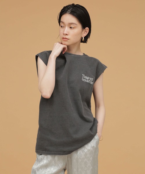 balmy（バルミー）の「BALMY DAY'S/別注ノースリーブTシャツ（Tシャツ/カットソー・レディース・ベージュ/ミント/チャコール・FREE）」の2枚目の写真