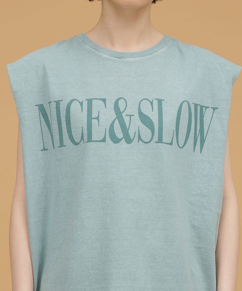 balmy（バルミー）の「BALMY DAY'S/別注ノースリーブTシャツ（Tシャツ/カットソー・レディース・ベージュ/ミント/チャコール・FREE）」の17枚目の写真