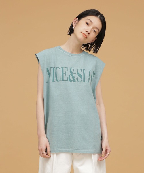 balmy（バルミー）の「BALMY DAY'S/別注ノースリーブTシャツ（Tシャツ/カットソー・レディース・ベージュ/ミント/チャコール・FREE）」の13枚目の写真