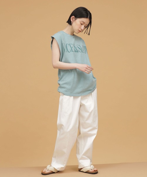 balmy（バルミー）の「BALMY DAY'S/別注ノースリーブTシャツ（Tシャツ/カットソー・レディース・ベージュ/ミント/チャコール・FREE）」の9枚目の写真