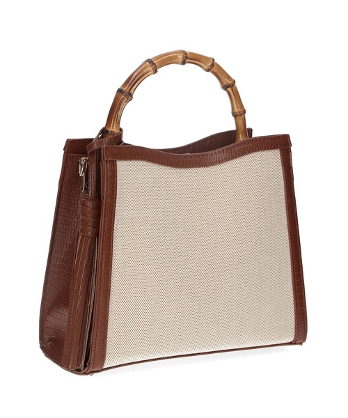 cache cache(カシュ カシュ)の「【cache cache】バンブーハンドル2WAYトートバッグ(ショルダーバッグ・レディース・ブラック/キャメル・FREE)」の9枚目の写真