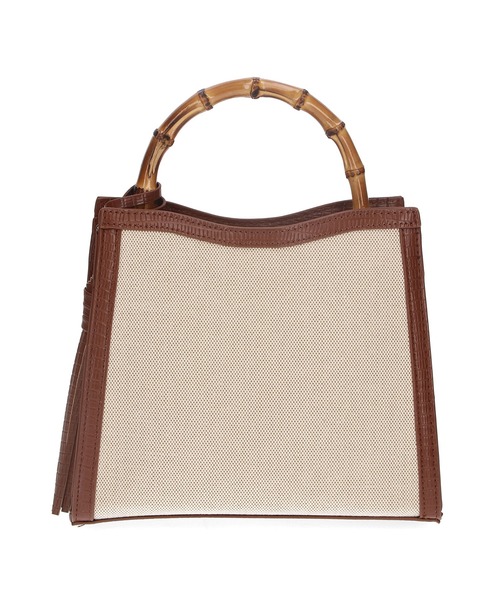 cache cache(カシュ カシュ)の「【cache cache】バンブーハンドル2WAYトートバッグ(ショルダーバッグ・レディース・ブラック/キャメル・FREE)」の10枚目の写真