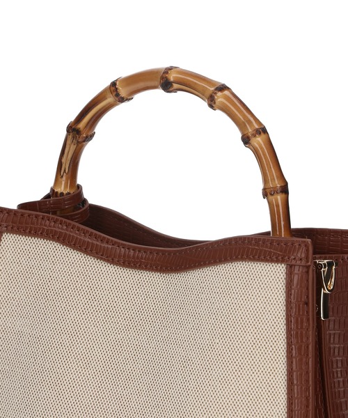 cache cache(カシュ カシュ)の「【cache cache】バンブーハンドル2WAYトートバッグ(ショルダーバッグ・レディース・ブラック/キャメル・FREE)」の17枚目の写真