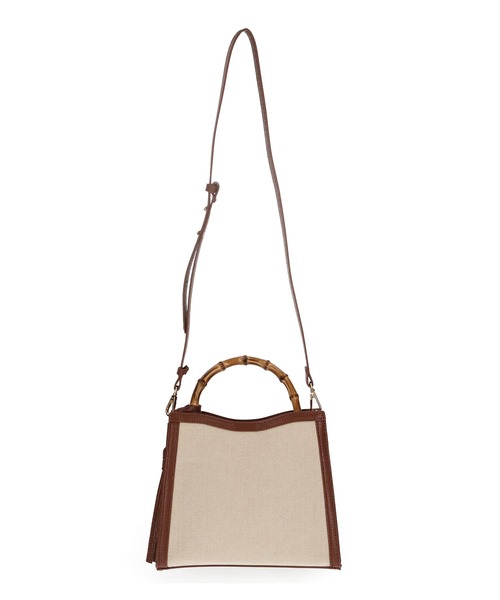 cache cache(カシュ カシュ)の「【cache cache】バンブーハンドル2WAYトートバッグ(ショルダーバッグ・レディース・ブラック/キャメル・FREE)」の18枚目の写真